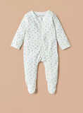 Juniors white flower zipped sleepsuit