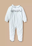Giggles white bow collared girls sleepsuit