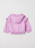 Juniors pink snail embroidered fleece frill hoodie (Winter)