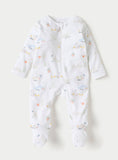 Juniors duck & chicks printed zipped sleepsuit