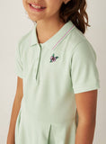 Juniors green flower embroidered polo frock (Summer)