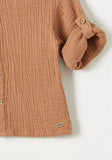 Giggles brown textured dress shirt