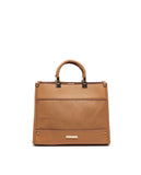 R&b brown textured tote bag with pouch