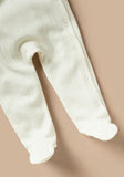 Juniors white textured sleepsuit  (Thick cotton) (Winter)