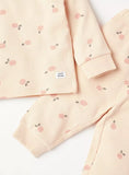 Juniors cherry printed ribbed shirt & pyjama set (set of 2)