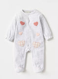 Juniors grey heart patch fleece sleepsuit (Winter)