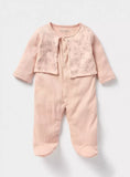 Juniors pink coat printed sleepsuit & toy (set of 2)