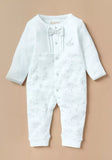 Giggles zebra embroidered formal bow sleepsuit