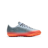 Nike grey stripe shoes with orange sole