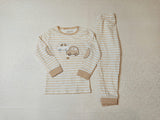 Juniors beige cars emboroidered shirt & pyjama set (set of 2)