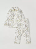 Giggles grey floral printed shirt & pyjama set (set of 2)