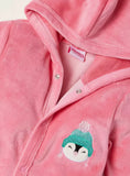 Juniors hot pink penguin fleece hooded sleepsuit (Winter)
