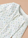 Juniors white flower zipped sleepsuit