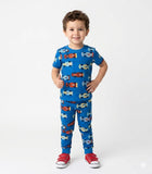 Juniors blue all over racing cars printed shirt & pyjama set (set of 2) (Summer)