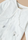 Giggles white coat style lace & bow detail formal sleepsuit
