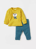 Juniors ribbed embroidered shirt & pyjama set (set of 2)