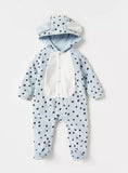 Juniors Blue All Over Polka Dots Printed Fleece Sleepsuit (Winter)