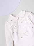 Giggles flower & bear embroidered sleepsuit