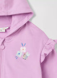 Juniors pink snail embroidered fleece frill hoodie (Winter)