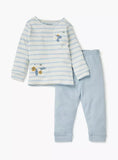 Juniors blue stripe flower embroidered shirt & Pyjama set (set of 2)
