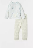 Juniors Animal Embroidered shirt & striped Pyjama set (set of 2)
