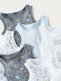 Juniors flower & birds printed bodysuits (set of 6)