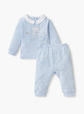 Giggles blue bear collared shirt & pyjama set (set of 2)
