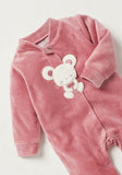Juniors cute bear fleece embroidered closedfeet sleepsuit (Winter)
