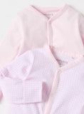 Juniors solid checkered openfeet sleepsuits (set of 2)