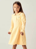 Juniors yellow flower embroidered polo frock