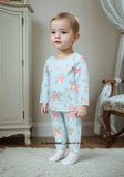 Juniors blue flowers printed shirt & pyjama set (set of 2)