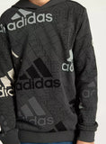 Adidas dark grey all over logo printed hoodie (winter)