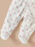 Giggles all over pink bear printed sleepsuit