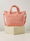 Giggles Textured Muslin Fabric Diaper Bag with Handles and Adjustable Strap