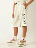 Juniors White Active Printed Short (Summer)