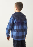 Juniors blue checkered dress shirt with hoodie (Winter)