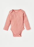 Juniors pink ribbed fullsleeves bodysuits (pack of 3)