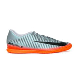 Nike grey stripe shoes with orange sole