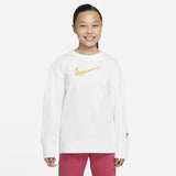 Nike Girls Solid White Logo Embroidered Sweatshirt (Winter)